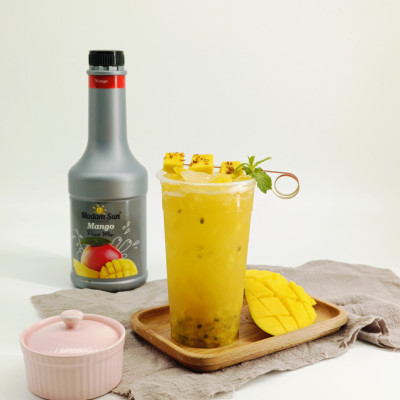 Mứt trái cây pha chế Madamsun vị Xoài (Mango Puree Mix) chai 1L - Hàng nhập khẩu Malaysia