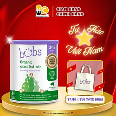 Sữa dinh dưỡng Bubs Organic Grass Fed Milk Growing Up Nutrition 600g