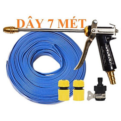 Bộ dây vòi xịt nước rửa xe, tưới cây , tăng áp 3 lần, loại 7m, 10m 206318 đầu đồng, cút,nối đen+  khăn phượt