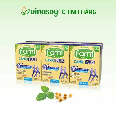 Thùng sữa đậu nành Vinasoy Fami Canxi Plus hộp (200ml x 36 hộp)