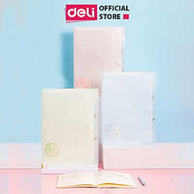 Cặp Túi Đựng Tài Liệu A4 Deli File Đựng Tài Liệu Hồ Sơ 8 Ngăn Túi Hồ Sơ Văn Phòng File Lưu Trữ Đa Năng Màu Hồng Pastel, Bìa Cứng Công Nghệ Mới Đẹp Long Lanh - Bột mịn lấp lánh