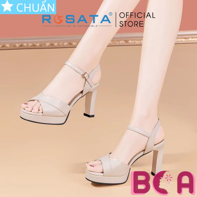 Giày sandal nữ cao gót 8p RO598 màu đen ROSATA tại BCASHOP kiểu dáng công sở thanh lịch và sang trọng