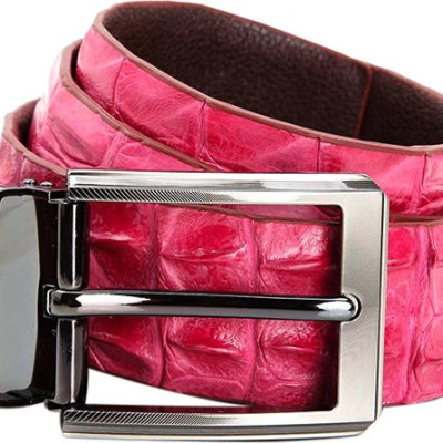 Thắt Lưng Nam Da Cá Sấu Nguyên Con Bản Lớn Đầu Kim Huy Hoàng HT4788 - Hồng