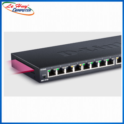 Bộ Chia Mạng Switch D-Link DGS-1016S 16 Cổng RJ45 10/100/1000Mbps Để Bàn Vỏ Kim Loại - Hàng Chính Hãng