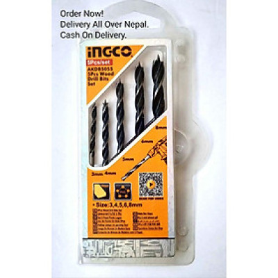 BỘ 5 MŨI KHOAN GỖ 3-8MM INGCO AKDB5055 - HÀNG CHÍNH HÃNG