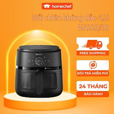 Nồi chiên không dầu Philips 4.2L NA220, chiên đến 0.6kg thực phẩm, bảo hành 2 năm | Hàng chính hãng