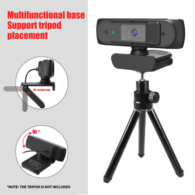 HXSJ S2 USB Webcam 2.5K FHD PC 5MP Webcam with AF Light Correction and Dual Mics for Video, Teaching with Privacy Cover