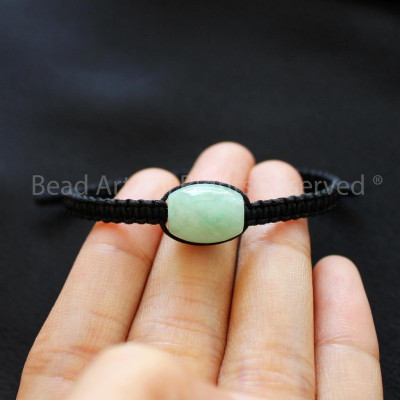 Vòng Tay Thắt Dây Lu Thống Cam Thach Xanh Lá 12x10MM, Vòng Tay Phong Thuỷ, Mệnh Hoả, Mộc S50 - Bead Art