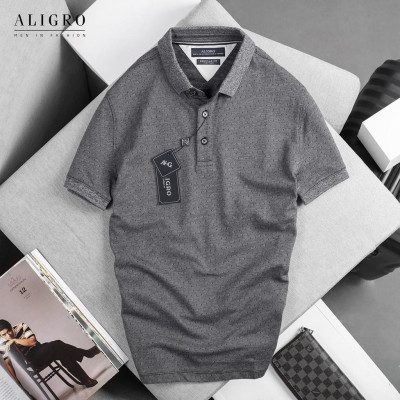 Áo polo nam cộc tay trơn màu xám đậm aligro ALGPLO46