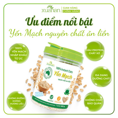 Yến Mạch Nguyên Chất Ăn Liền Xuân An [ko đường] Hộp 400G(Tặng Kèm 1 Túi Yến Mạch 150G)