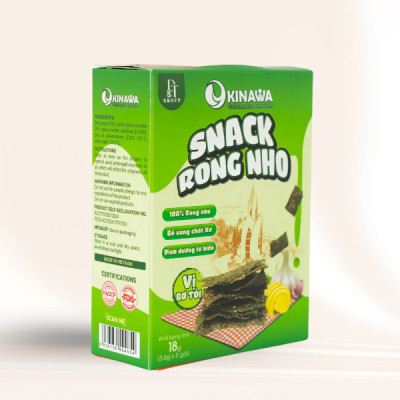 Snack rong nho dinh dưỡng Okinawa - Vị bơ tỏi - Hộp 18gr