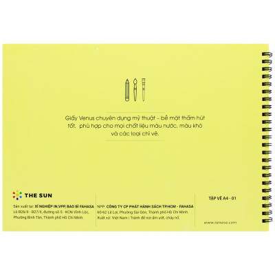 Tập Vẽ Lò Xo Art Sketch A4 - 40 Trang 220gsm - The Sun 01