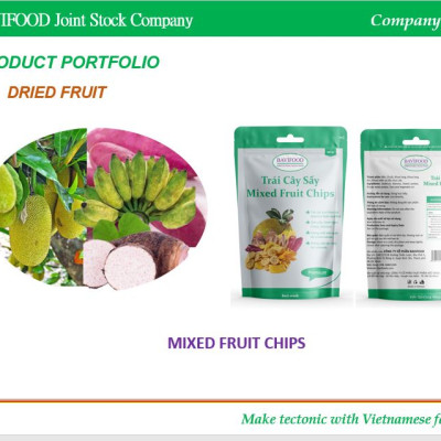 [Thùng = 40 gói x 100 grs/gói] Trái Cây Sấy Chân Không (Mixed Fruit Chips), Giòn Xốp Tự Nhiên – BAVIFOOD, Khối Lượng: 4 kg/thùng (thùng = 40 gói x 100 grs/gói) – Premium