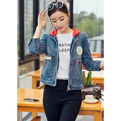 Áo Khoác Jean Nữ Phối Nón Titishop NT58 - Xanh