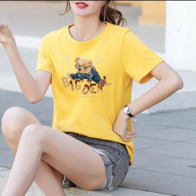 Áo thun nữ MXM cổ tròn form rộng in Gấu Big thun cotton 4 chiều từ 45-60kg ( ANU087 )