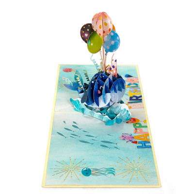 Thiệp 3D Pop Up Cá Voi & Bong Bóng Sinh Nhật – Thiệp Chúc Mừng Sinh Nhật Dễ Thương, Độc Đáo, B24