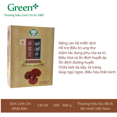 Nấm Xích Linh Chi Nhật thượng hạng - Cắt lát - Hộp 500g - Linh Chi Vina