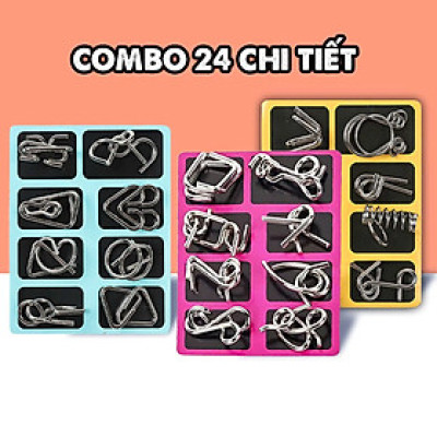 Combo 24 Móc Khóa IQ | Đồ Chơi Phát Triển Trí Tuệ Thông Minh Cho Trẻ, Tư Duy Mở Khóa Loại Tốt Không Gỉ, ĐÈN TRANG TRÍ , ĐỒNG HỒ TREO TƯỜNG