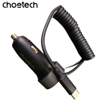 Tẩu Choetech TC0030  sạc nhanh ô tô 65W tích hợp thêm dây cáp sạc lò xo Type C (Hàng chính hãng)