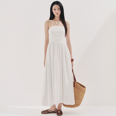 DOTTIE - Đầm midi viền đăng ten - Trắng - D0709