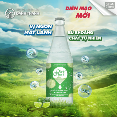 Thùng 12 chai Nước Khoáng Thiên Nhiên Có Ga Đảnh Thạnh Khoáng Chanh chai thủy tinh 430ml