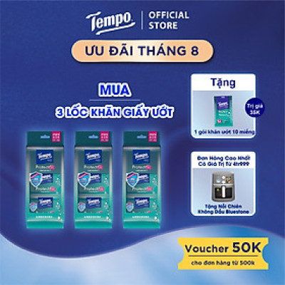 [MUA 3 LỐC TẶNG 1 GÓI KHĂN ƯỚT PROTECT] Khăn Uớt Mini Tempo Protect Ngăn Ngừa Vi Khuẩn cao cấp - Diệt khuẩn 99% - Thương hiệu Đức