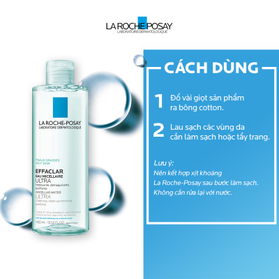 Nước làm sạch sâu và tẩy trang dành cho da mụn, da dầu nhạy cảm La Roche-Posay Effaclar Micellar Water 400ml