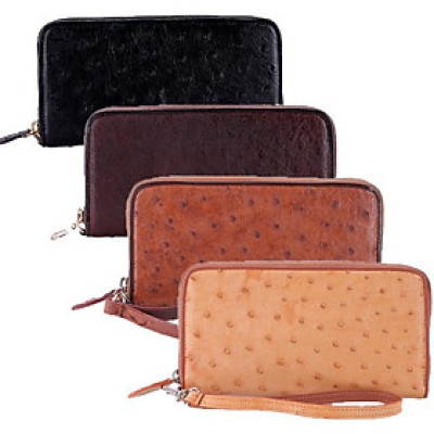 HP3429-30-31-32 - Bóp nữ da đà điểu Huy Hoàng 1 khóa vip màu đen, nâu đỏ, vàng bò, nâu đất