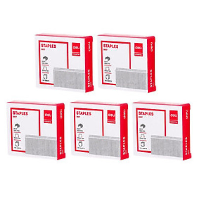 Combo 5 Hộp Ghim Dập Deli 23/17 Dập được 120 tờ Màu bạc Mã 17