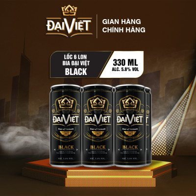 [Lốc (06) lon 330ml] Bia Black Đại Việt, Bia đen sản xuất theo luật bia tinh dòng của Bia Đức, không hóa chất, Bia việt dành cho người có gu
