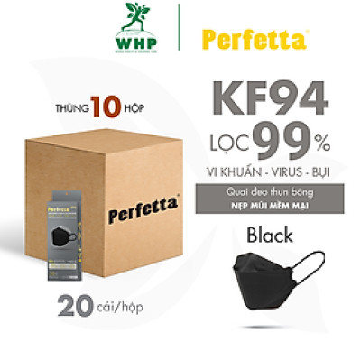 Thùng 200 Cái Khẩu Trang Y Tế Cao Cấp Perfetta KF94, Thanh Nẹp Mũi Mềm Mại (20 Cái/Hộp)