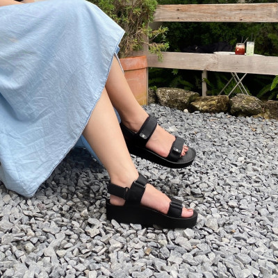 Giày Sandal Nữ The Bily 03W Quai Ngang - Màu Đen BL03WD 