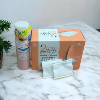 Combo Bông Tẩy Trang Cotton Labo Và Nước Tẩy Trang Nhanh Cho Vùng Mắt Kissme (120 mL)