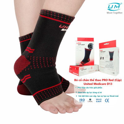 Bó cổ chân thể thao PRO Red United Medicare (Cặp) (D13)