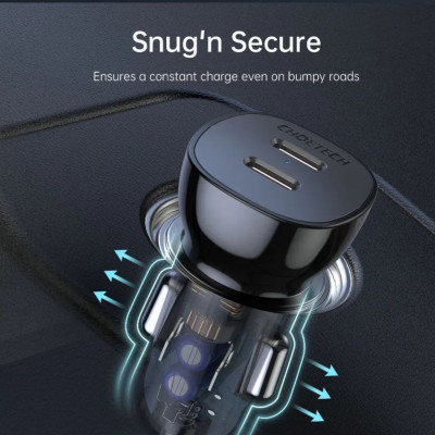 Tẩu sạc Choetech TC0008 nhanh trên ô tô 2 cổng Type C 40W  (hàng chính hãng)