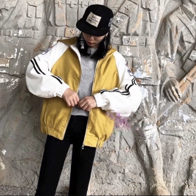 Áo khoác dù nữ phối 2 màu in MÈO 